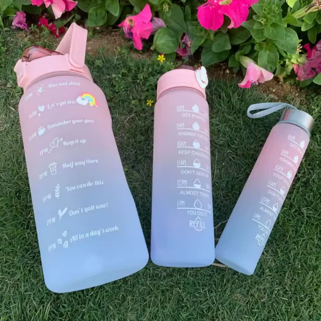 300ml/750ml/2L Water Bottle Motivational Sport Water Bottle Leakproof Bottles Drinking Outdoor Travel Gym Fitness Jugs