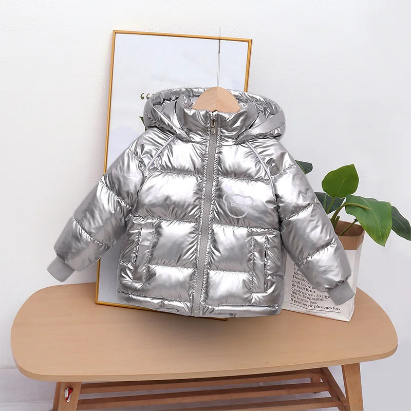 Children jacket Winter Boys Warm Cotton Clothes Girl Cartoon Hooded Waterproof Jacket Children Autumn Solid Color Thickened Casual Outerwear