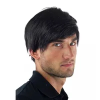 Handsome synthetic wigs for men sell well fluffy handsome short straight hair high temperature silk full head wig 3