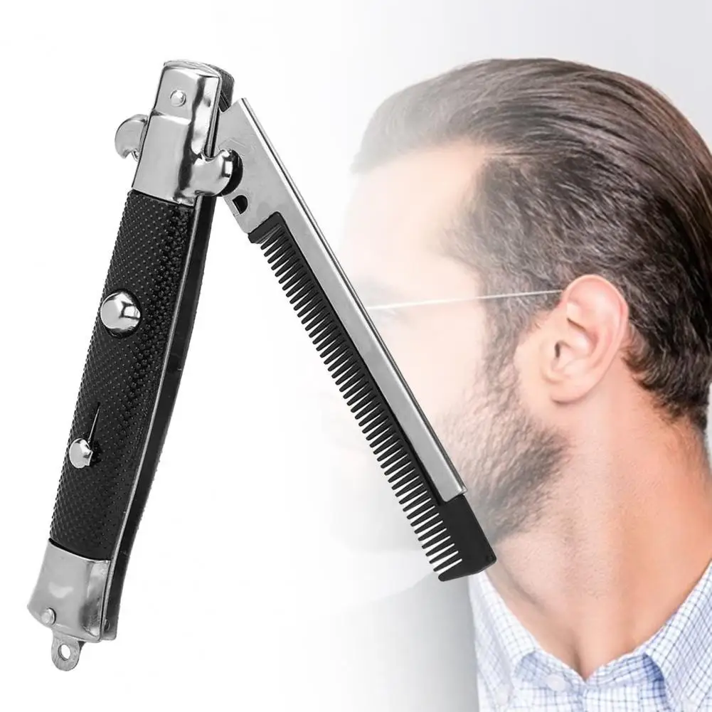 Folding Spring Comb Foldable Knife Brushes Hair Trimmer Comb Butterfly Men's Pocket Knife Comb Hair Styling Tools & Accessories