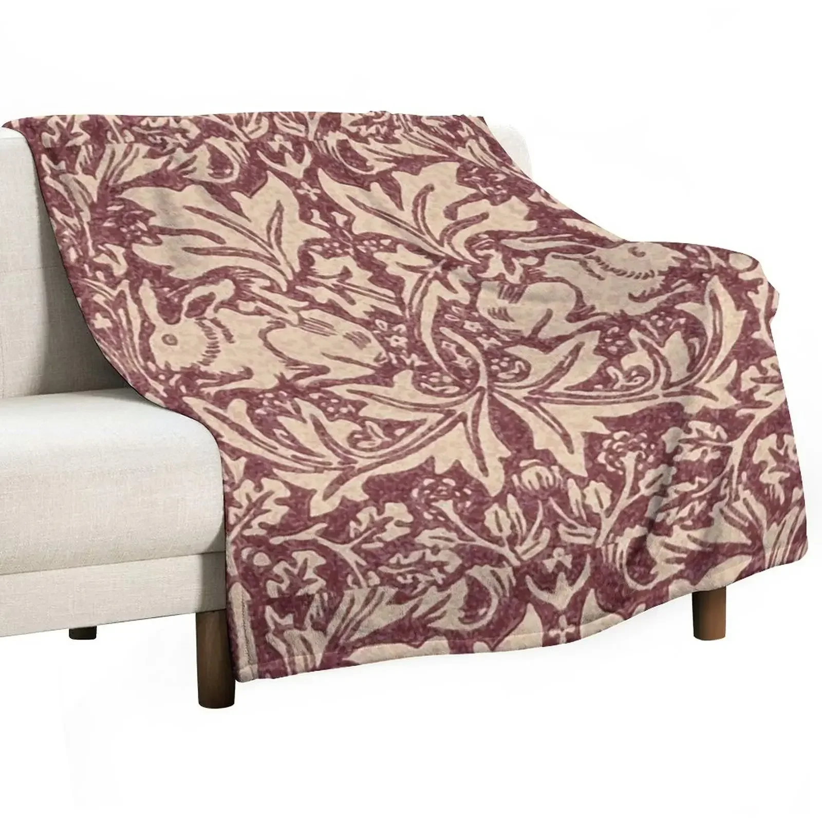 

William Morris Brer Rabbit (burgundy) pattern Throw Blanket Polar Thermal Blankets