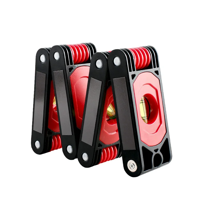 ABS 접이식 자/수평계, 강력 자석 내장 3-비알 다각도 목공 측정 도구 (건설 타일링 레벨링용)