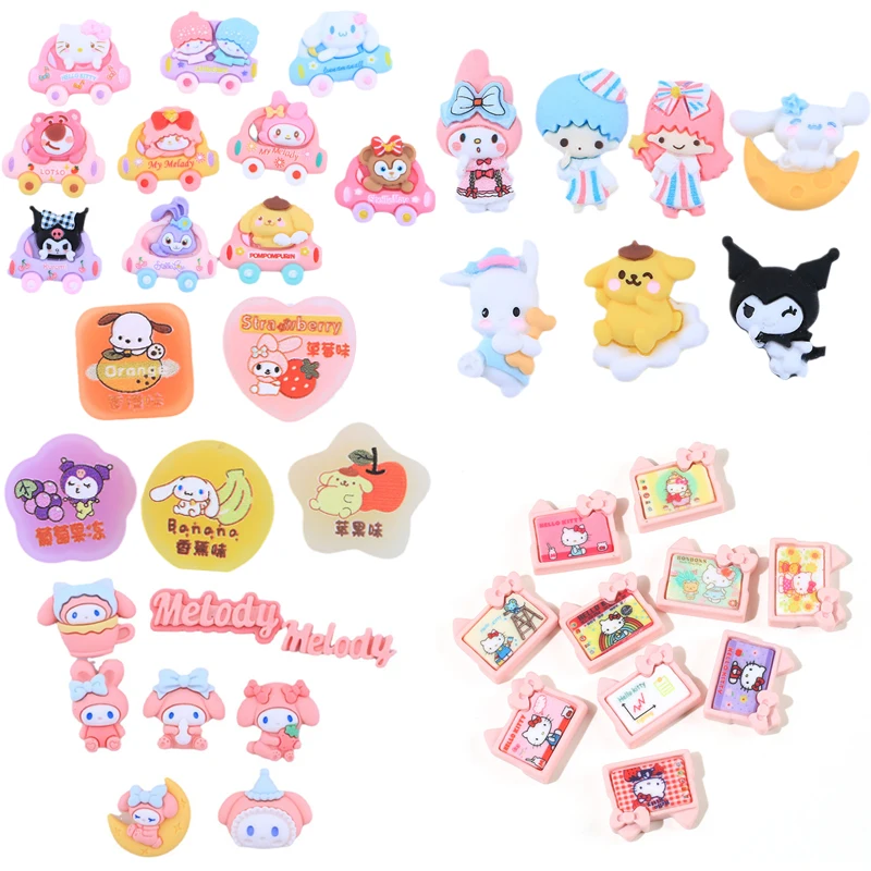 

Kawaii Cinnamoroll Kuromi My Melody Anime Cute Cartoon Rainbow Moon Car Resin Accessories Phone Case Water Cup DIY Material Gift
