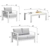 Solaste Outdoor Aluminum Furniture Set - 4 Pieces Patio Sectional Chat Sofa Conversation Set with Table,White 6
