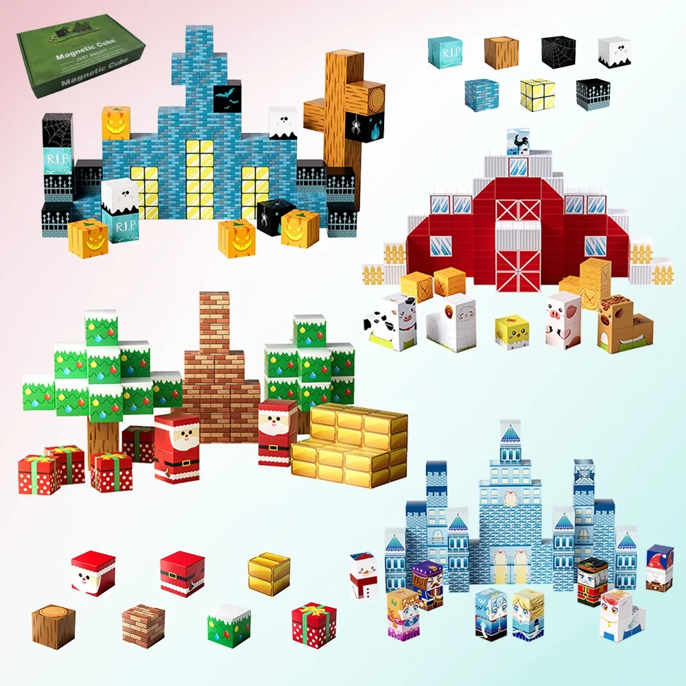 Creative Magnetic Cube Building Blocks STEM Montessori Sensory Toys Educational Playset for Children Birthday Gifts Toy