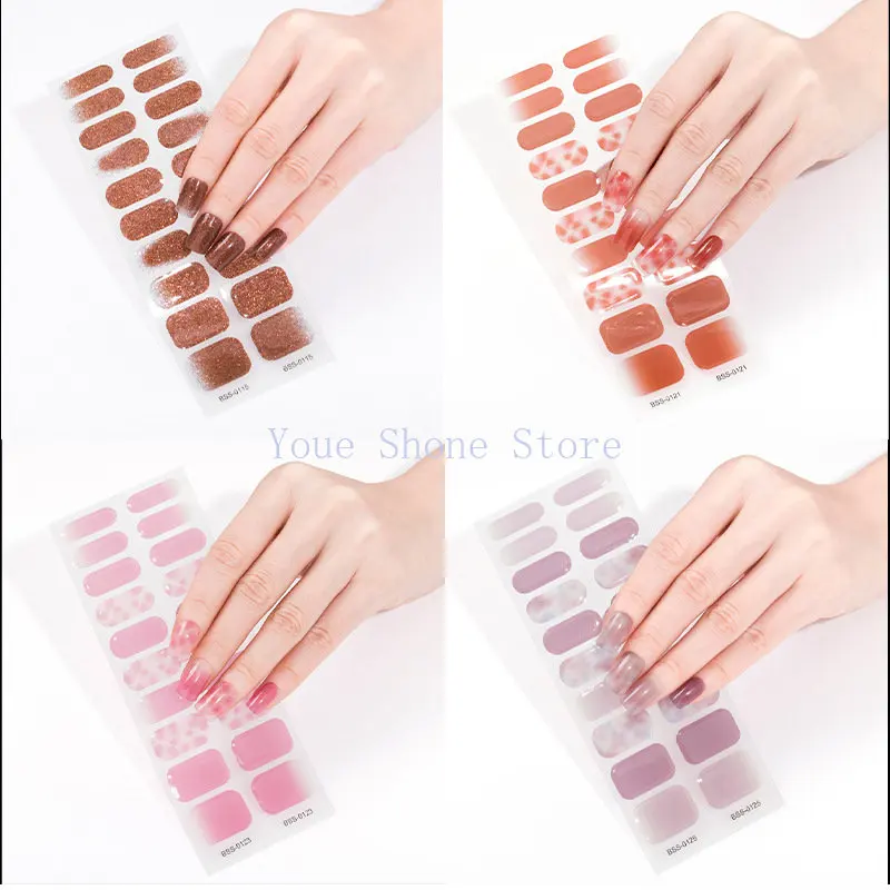 

20Pcs Gradient Color Semi Cured for UV Lamp Gel Nail Polish Strips French Manicure Self Adhesive Semi Curing Gel Nail Wraps