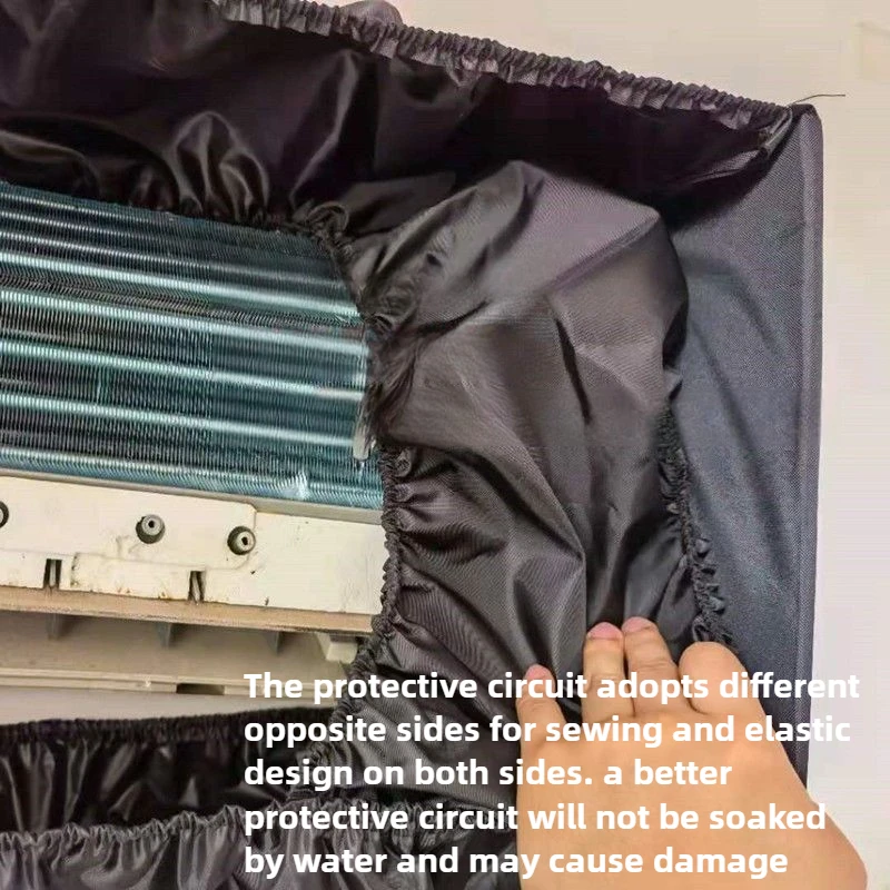 60~100cm 23.6~39.3in Large Black Air Conditioning Cleaning Bag Cover Wall Mounted Waterproof Dust Washing Protector Cleaner Kit 5