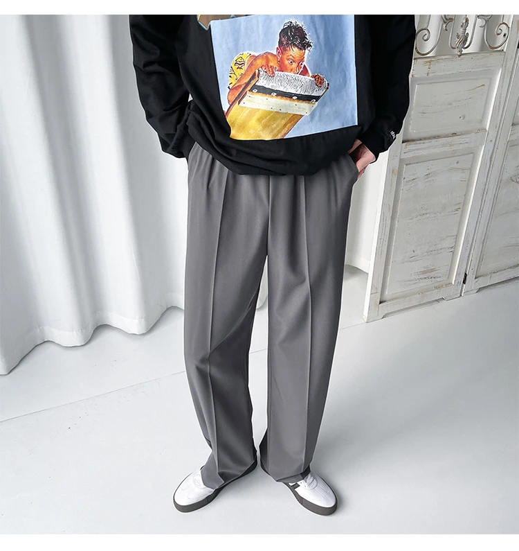 men blazer Gray/Blue/Black Suit Pants Men Fashion Society Mens Dress Pants Korean Loose Straight Wide Leg Pants Mens Formal Trousers M-3XL blazer suit