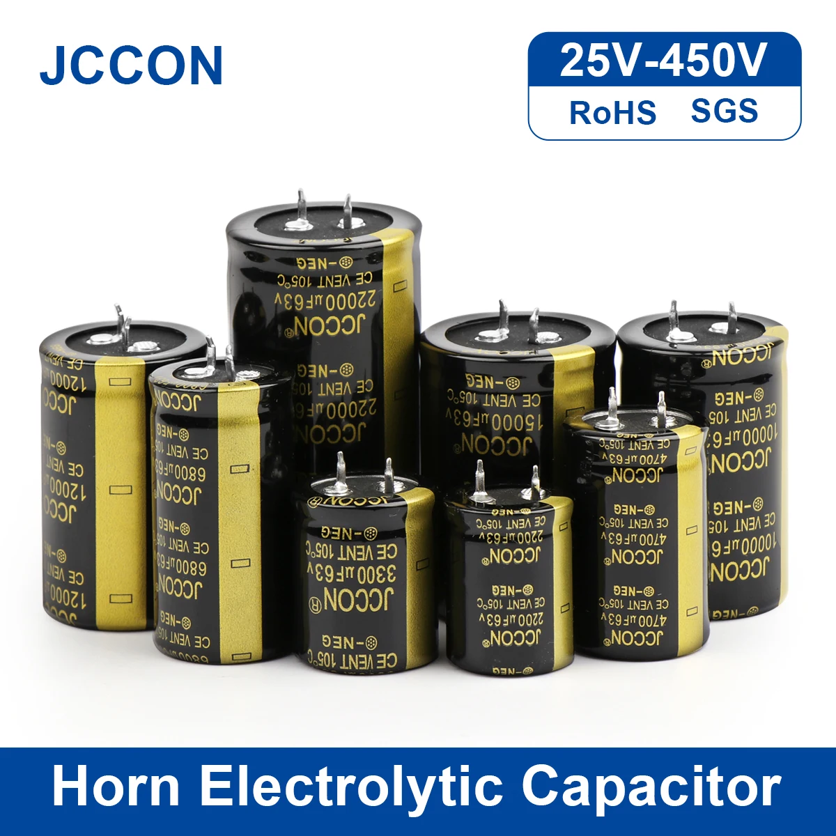 2Pcs JCCON Audio Electrolytic Capacitor 25V 35V 63V 100V 200V 250V 400V 450V 6800UF 10000UF 22000UF For Hifi Amplifier Low ESR 10000uf 63v nover 35x50mm pitch 10mm 85 ℃ hifi hi fi fever gold audio capacitors electrolytic capacitor for amp amplifier board