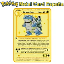 

Spanish Pokemon Metal Cards SP Pokémon Letters Pikachu Charizard Collection Gold Card GX V VMAX Original Game Kids Gift Toy