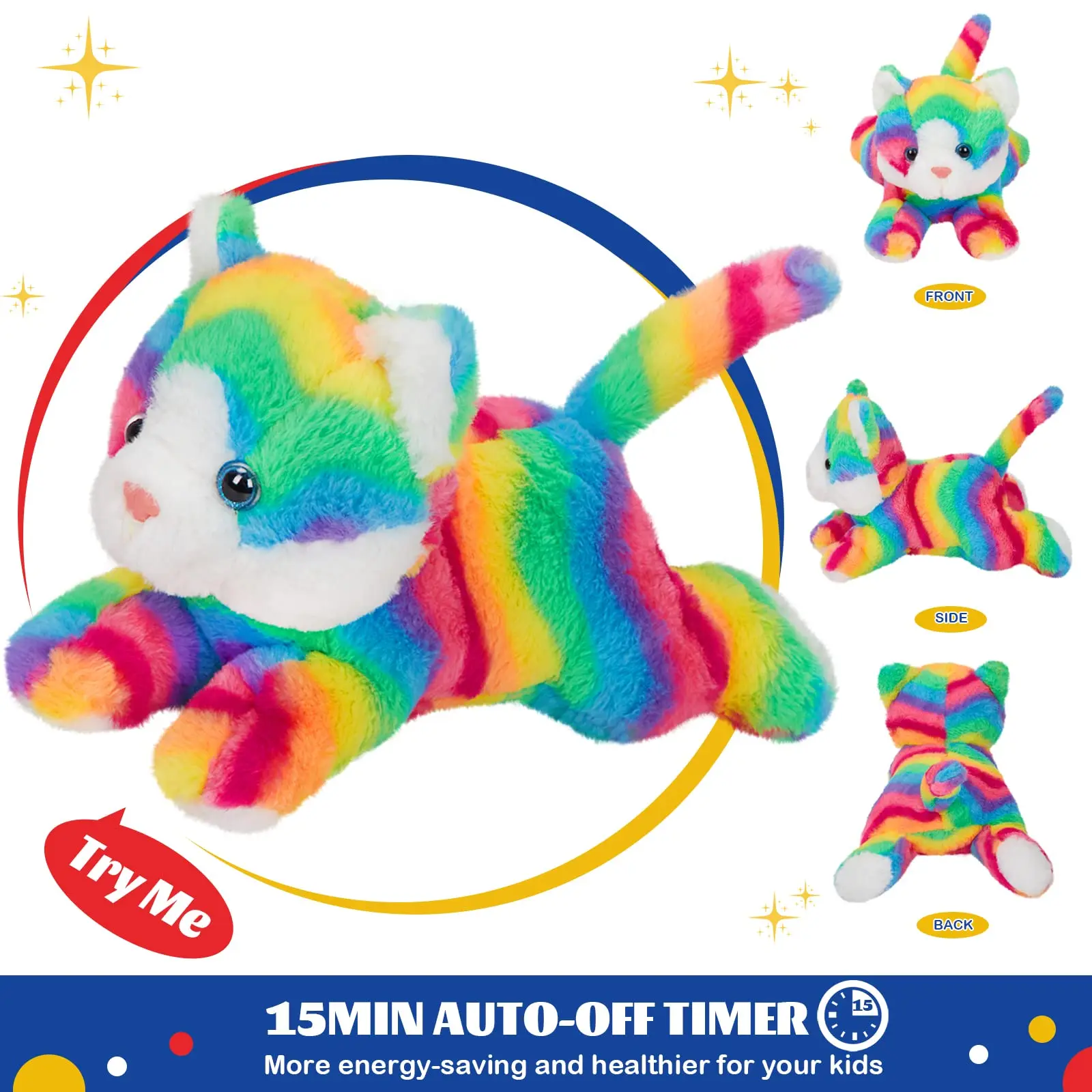 33cm Rainbow Cat Plush Toys with LED Light Luminous Musical Monkey Dog Dolls Stuffed Toy Animals Gifts for Girls Kids plush toy