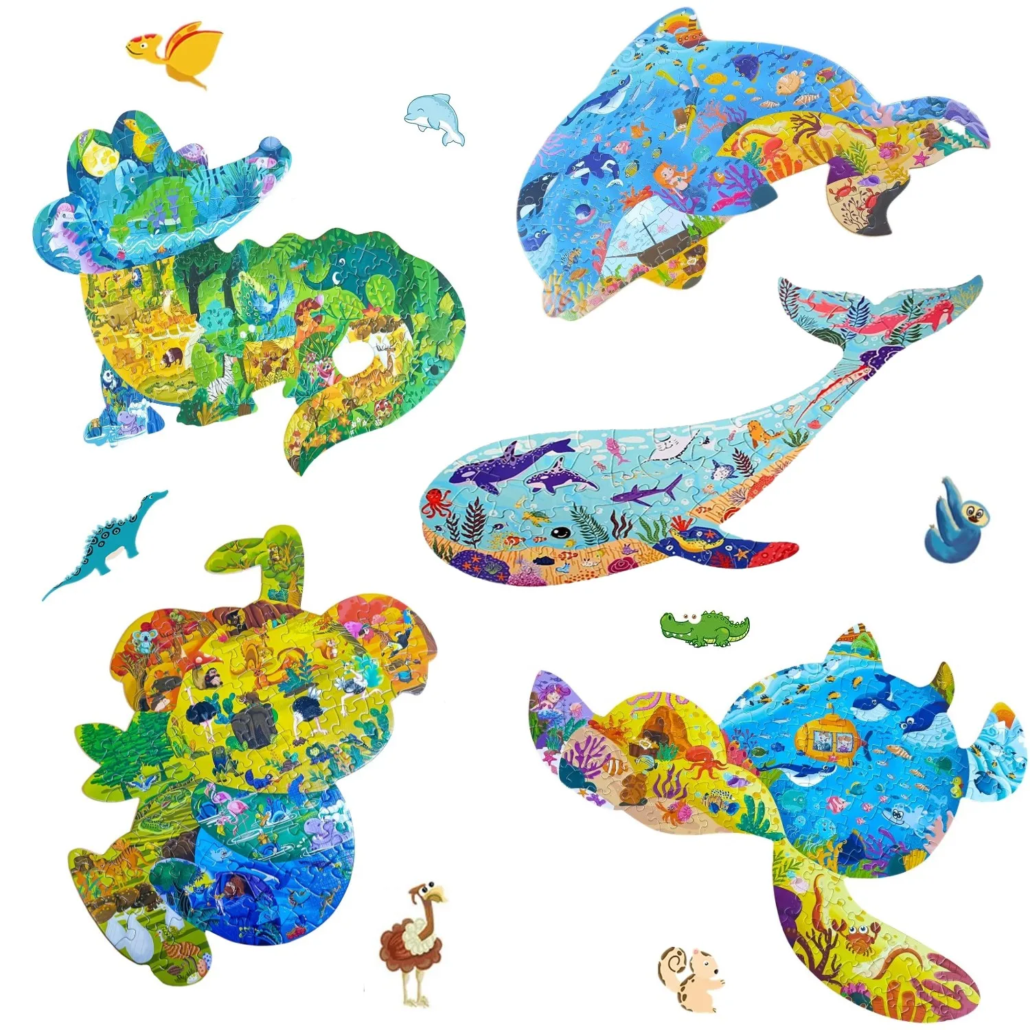 1 Box Ocean Animal Puzzles,Koala Hippo Fish Shaped Toy Puzzles,Educational Puzzle Birthday Gifts,Best Family Game For All Ages!