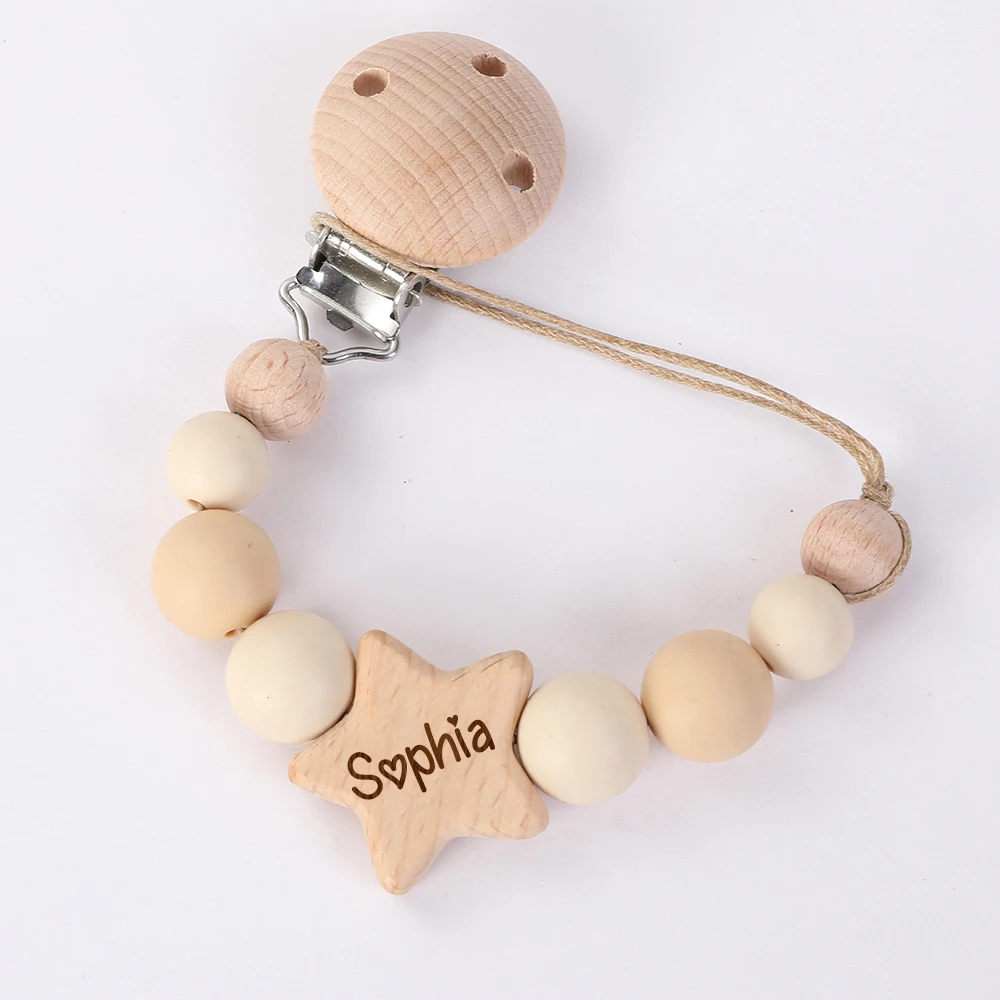 Personalized Baby Pacifier Clip Name Infant Dummy Clip Baby Souvenir Newborn Gift Wood Supplies New Mother Gift pacifier chain pacifier clip pacifier accessories