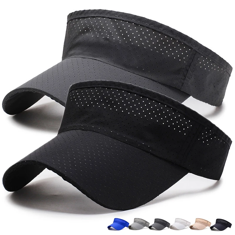 여름 스포츠 태양 모자, 남성 모자, 조정 가능한 선바이저, UV 보호, 빈 탑 테니스 러닝, 자외선 차단 메쉬 챙, 신제품 