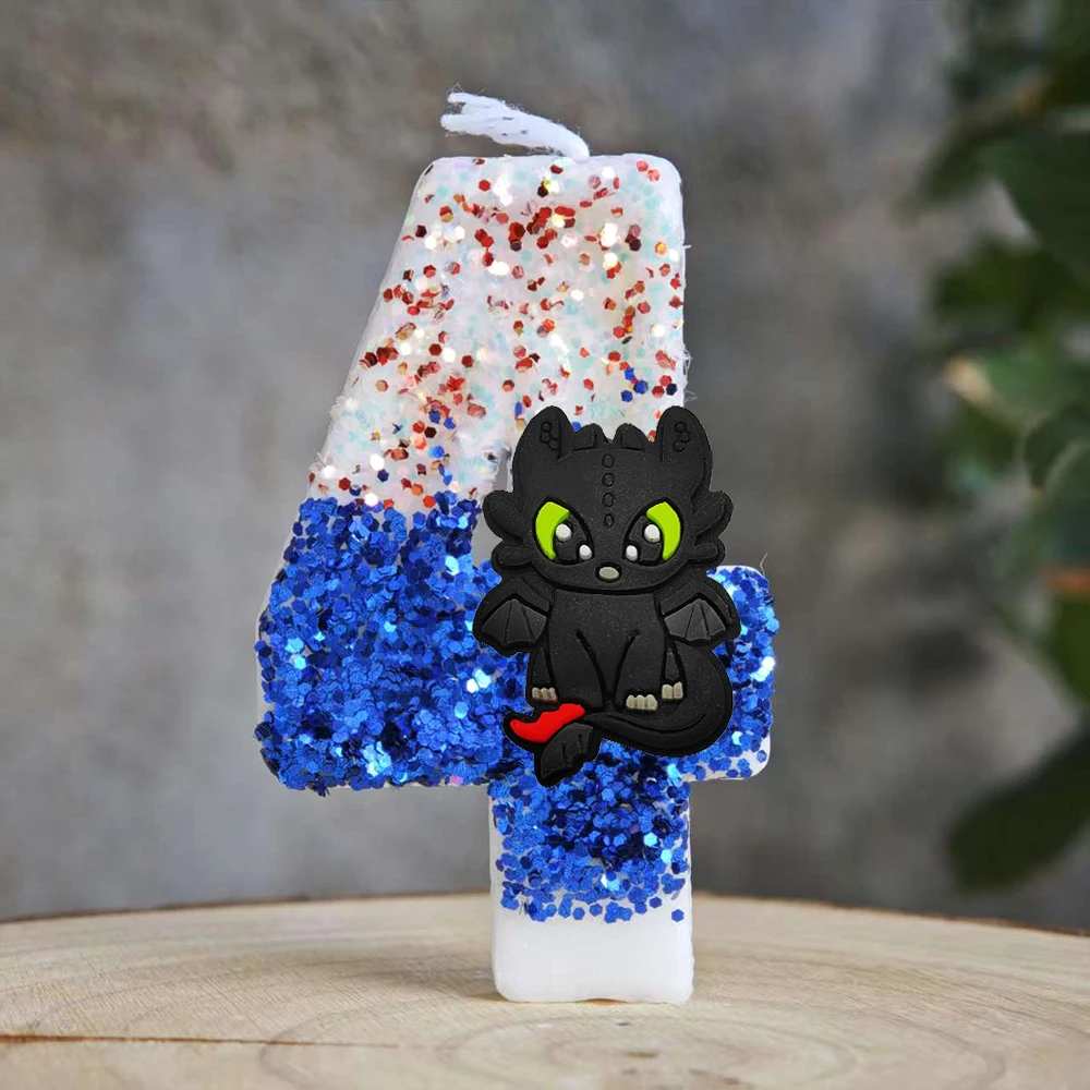 Drachenzähmen leicht gemacht Kerzen-Nummer, Geburtstagstortenkerze, Zahnlos-Geburtstagsparty-Tortendekoration, Babyparty-Deko, Geschenk – Detail 5