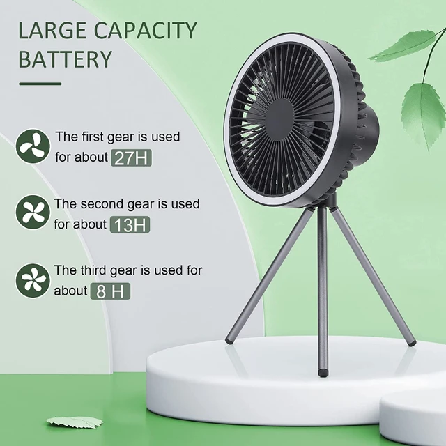 2022 Multifunctional Electric Fan USB Rechargeable Portable Fan Outdoor Camping Fans With Led Light Tripod Desktop Ventilador 4