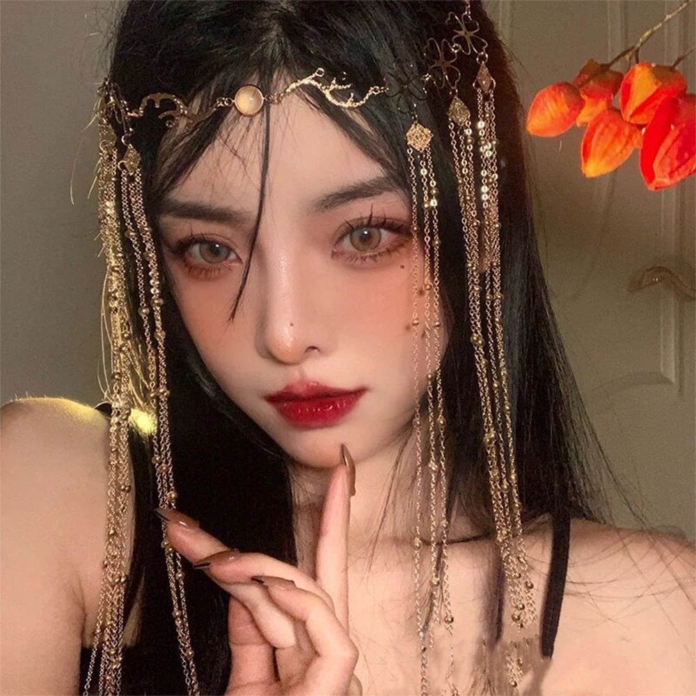 

Ancient Style Forehead Hairpin Eyebrow Pendant Long Super Fairy Hair Ornament Bridal Hair Accessories Jewelry Gifts Tiara