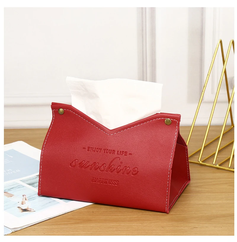 Pu Leder Tissue Box V-förmigen Öffnung Rolle Papier Wc Papier Auto Wohnzimmer Hotels Schlafzimmer Studie Serviette Lagerung für Zuhause – Detail 14