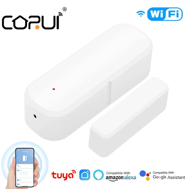  CoRui Tuya WiFi/Zigbee Smart Door Sensor Door Open / Closed Detectors Home Alarm Compatible Alexa Google Home Smart Life App 