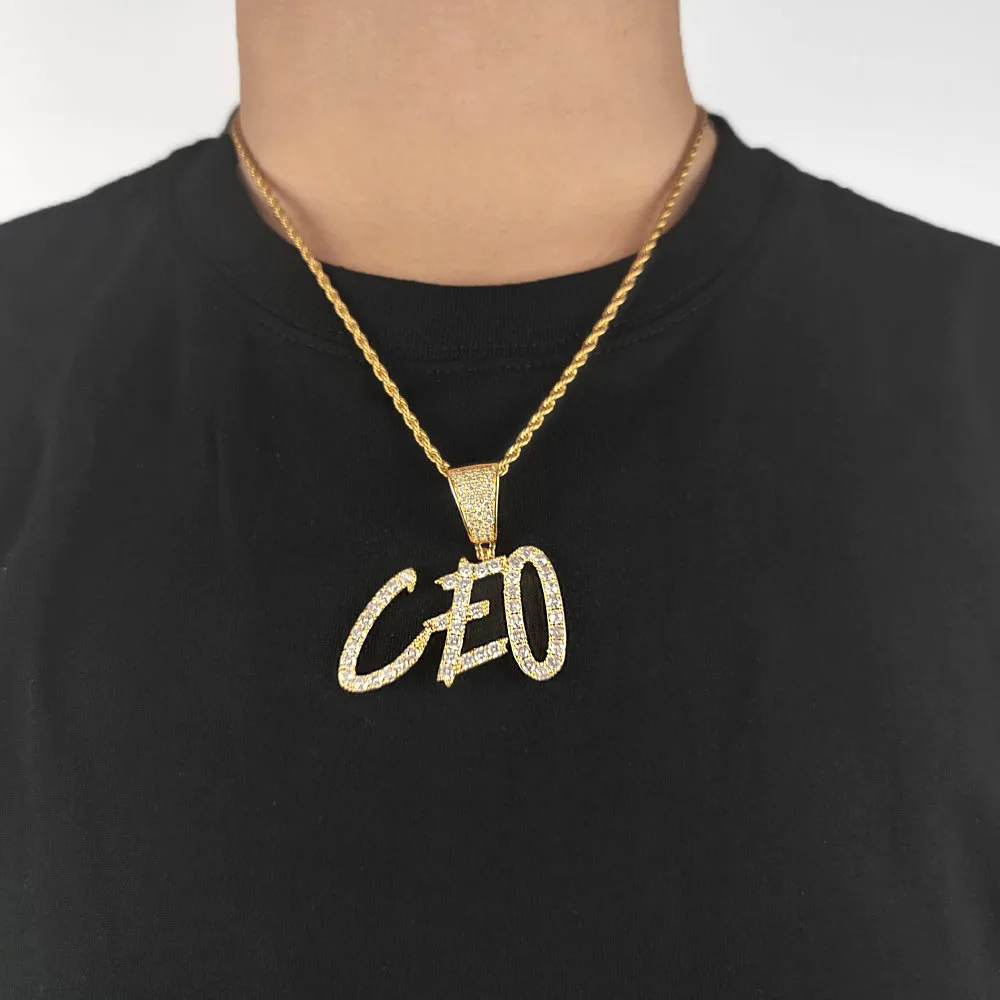 Hip Hop New Style Fashion Jewerly Personalize Custom Iced Out Diamond Letter Pendant Necklaces For Women