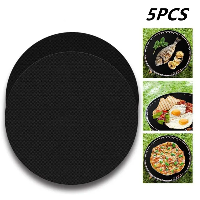 5Db Hőálló Pad Nem Tapadás Nélküli Bbq Grill Szőnyeg Újrahasznosítható Kerek Pánikapadi Ajtófajta Pán Barbecue Ajtó Dia 24 Cm-Es Sütőszerszám