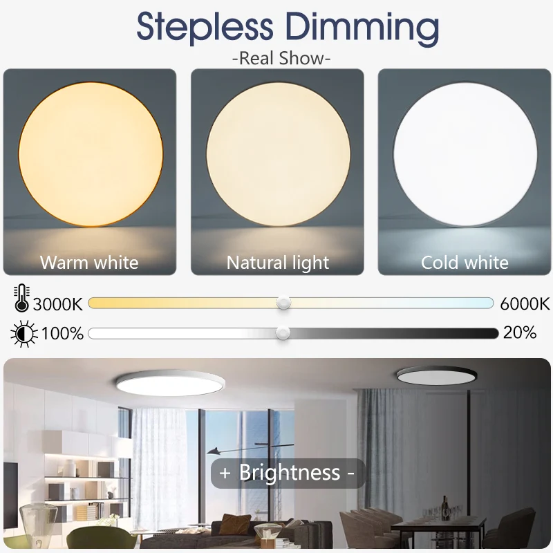 MANVIV Smart Ceiling Lamp 36W 50W for Room Bedroom Modern Led Ceiling Lamp Dimmable with Remote Control for Bathroom Kitchen
