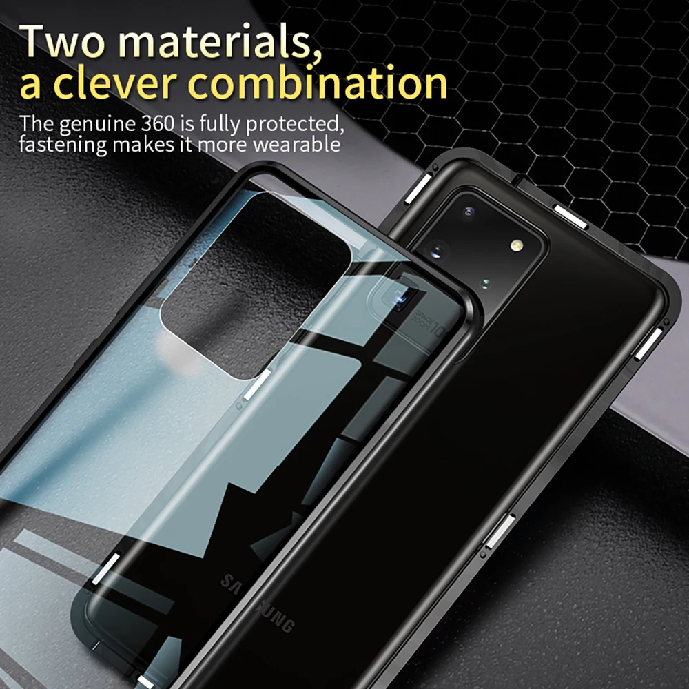 

Newest HD Metal Magnetic Double Sided Glass Case for Samsung Galaxy S22 S21 S20 Ultra S21 S20 FE S20 S21 S22 Plus 360 Full Cover