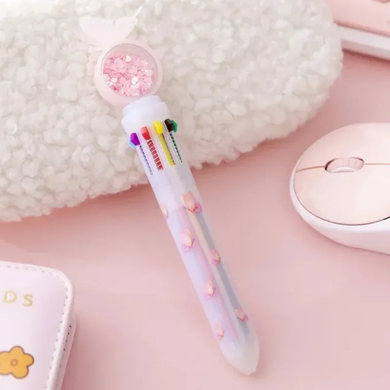 

Kawaii Christmas Biros Pressed Multi-Color Pens Marker Creative Stationery for Writing School Supplies Kids Gift Random Styles