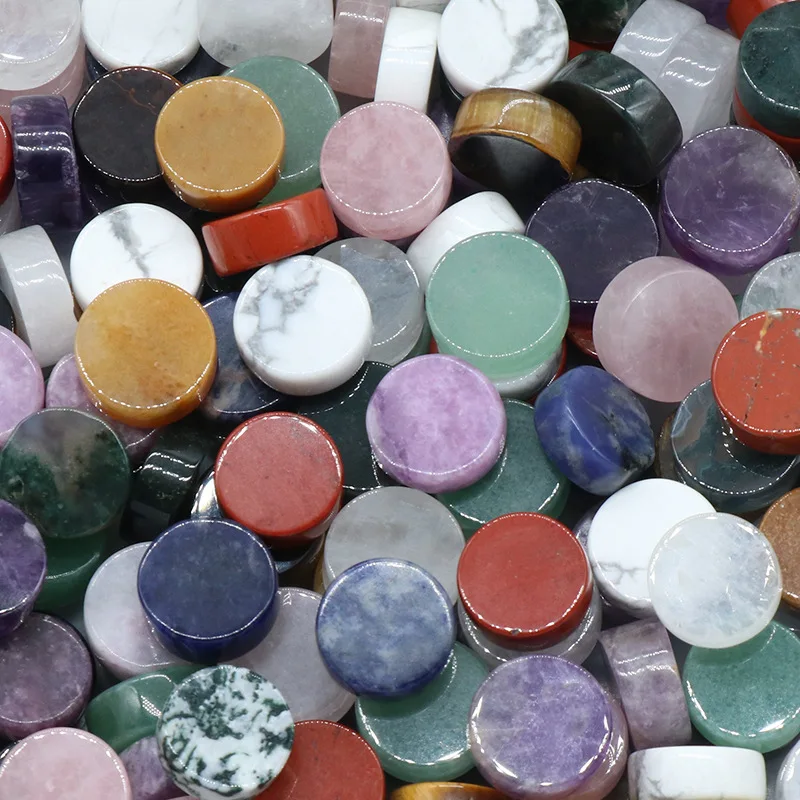 20pcs Natural Healing Crystal Stone Button Shape  Loose Bead Gemstones Amethyst Quartz Room Ornament