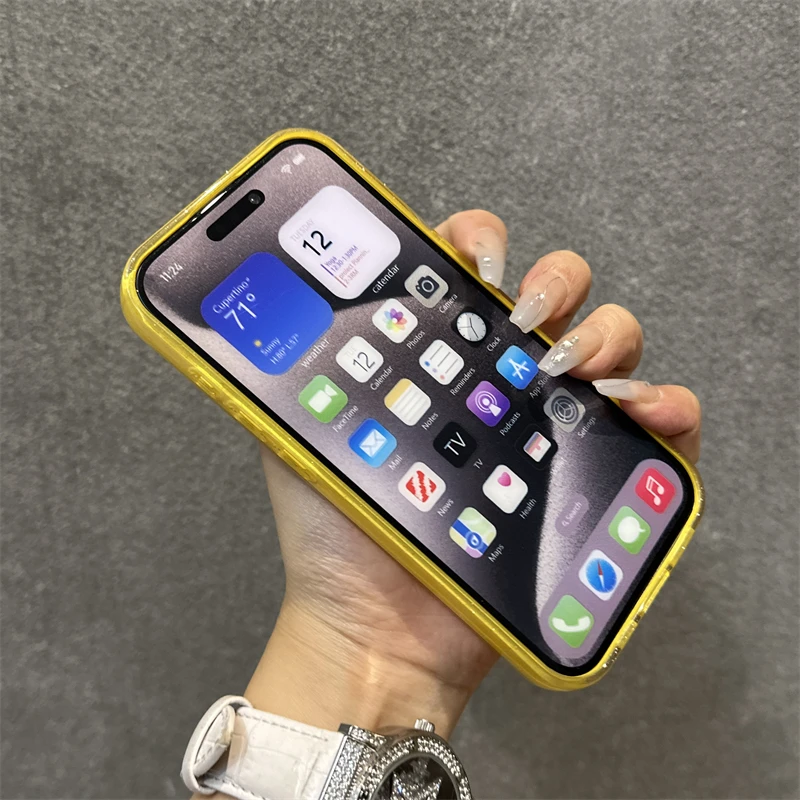 Luminous Yellow Glitter Silicone Phone Case
