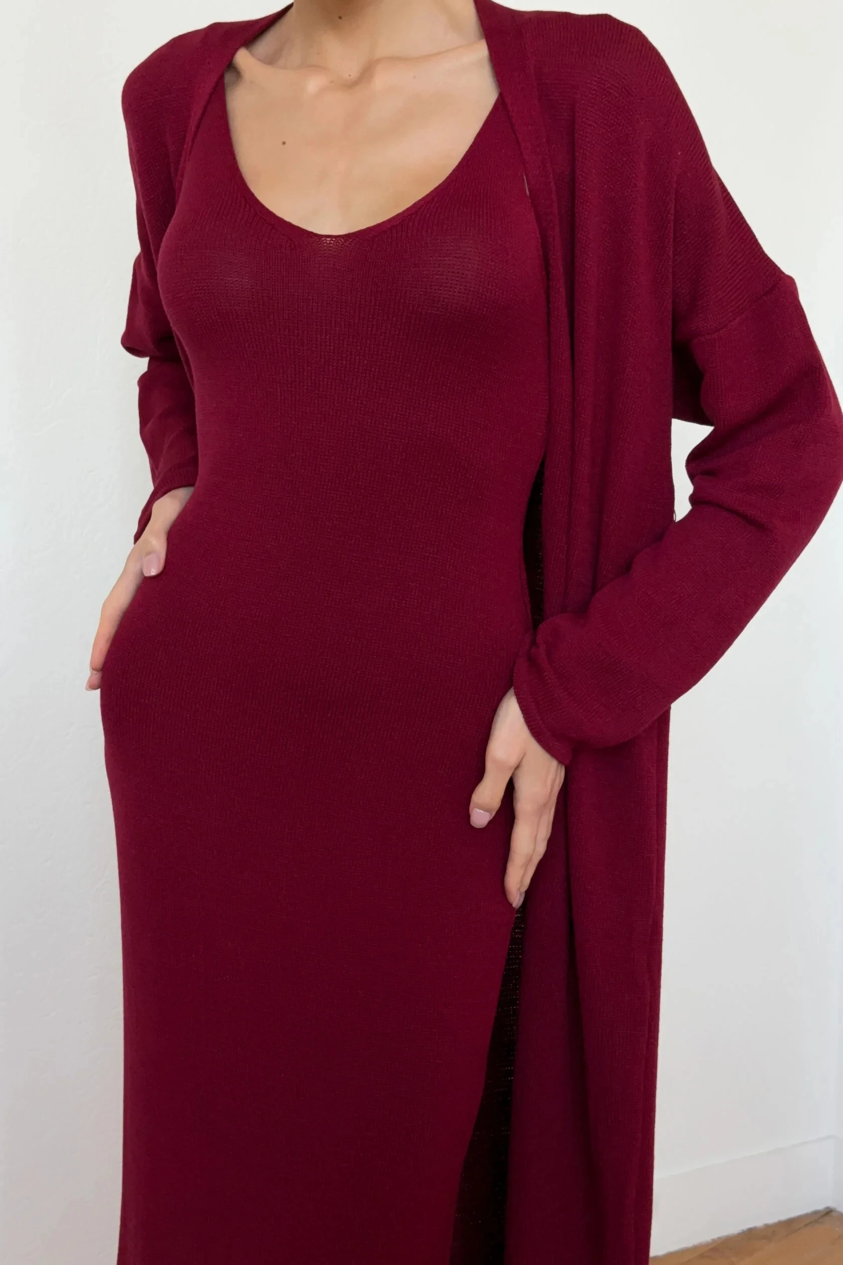 Hirsionsan Soft Loose Sets Women Two Pieces Long Sleeve Cardigan & Vest Dresses Elegant Female Hollow Outfits Cotton Tracksuit Image 44