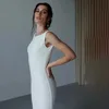 Simple Mermaid Wedding Dress 2024 Scoop Neck Backless Bride Dress Long Bride Gown With Button Women Customize Made 2