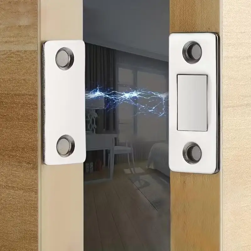 Slim Magnetic Door Catch and Latch for Secure Closures in Cabinets, Closets, Drawers, and Furniture