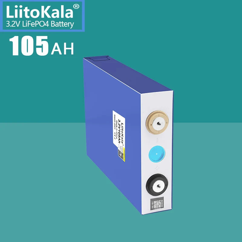 

1PCS LiitoKala 3.2V 100Ah 105AH LiFePO4 Rechargeable Battery DIY12V 24V Suitable for Golf Cart Marine Solar System - Brazil