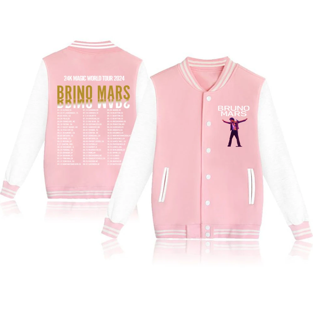 Bruno Mars 24K MAGIC WORLD TOUR 2024 Baseball Uniform Hoodie 