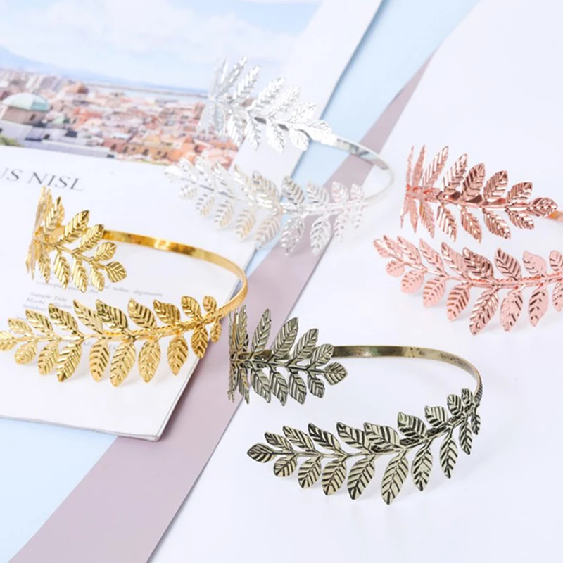 Laurel Leaf Bracelet Gold Silver Plated Greek Roman Armband Upper Arm Cuff Armlet Festival Bridal Belly Dance Jewelry