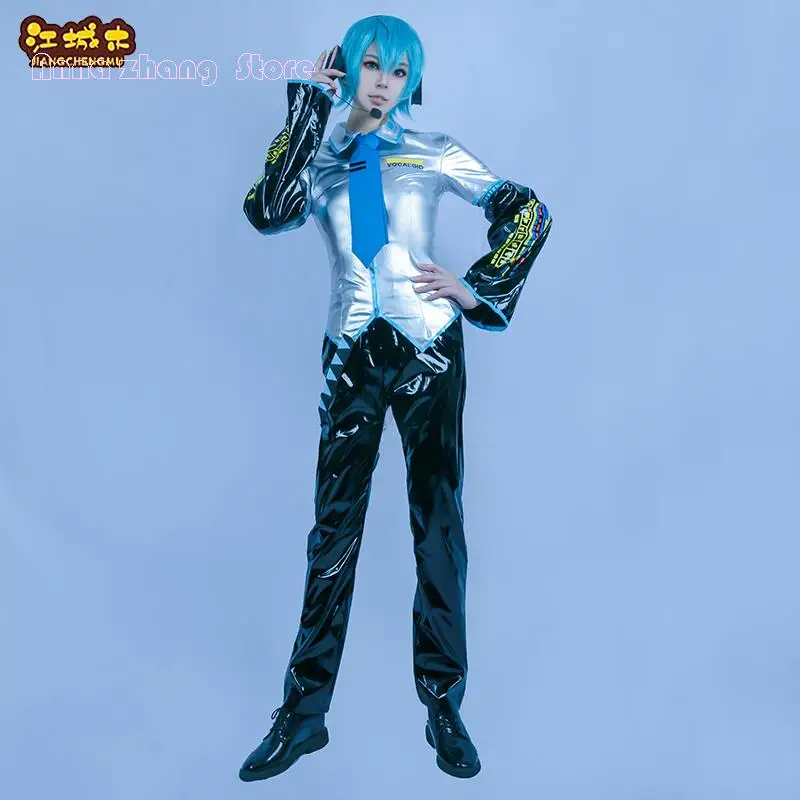 

Cosplay VOCALOID MiKUU Male Cosplay Costume VOCALOID Cos Male Cosplay Patent Leather Costume + Earphone + Wig + Shoe Gift prop