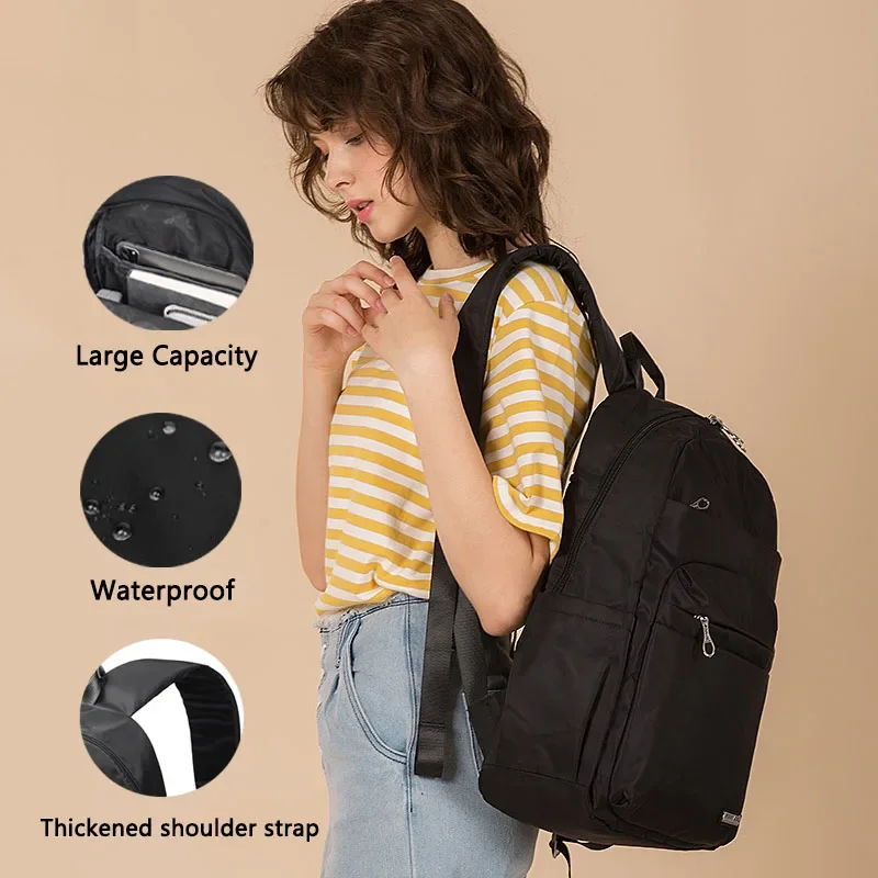 Fouvor Women Waterproof Oxford Simple Versatile Student Bag Canvas 2024 Large Capacity Travel Backpack Lady School Bag 2800-14 2