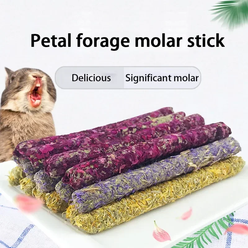 Palo de lavanda de caléndula rosa, juguete para masticar Molar para conejos, palitos para masticar para hámster, Chinchilla, conejillo de indias, golosinas molares, merienda, 6 uds. 1