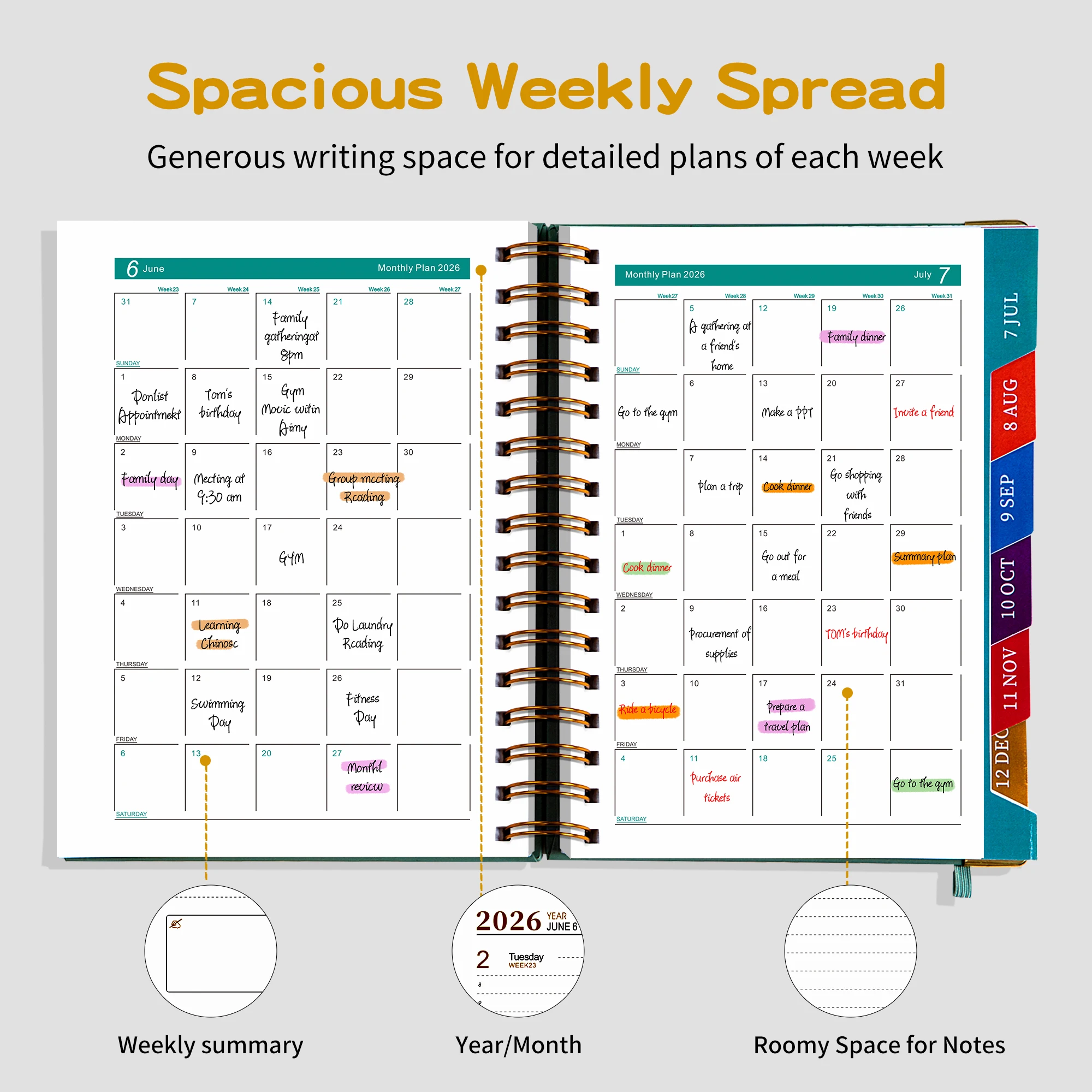 Enhanced Productivity Planner: 320-Page Spiral Bound Agenda with Complimentary Stickers