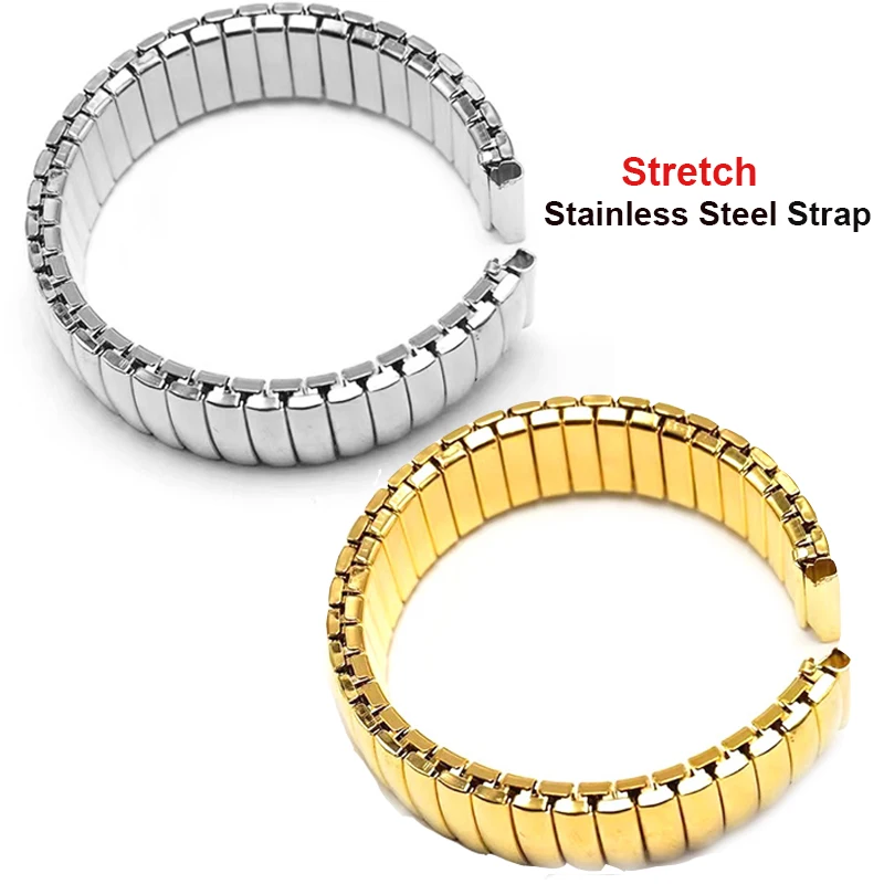 

12 14 16 18 20mm Stretch Expansion Stainless Steel Watch Band Retractable Strap Metal Elastic Watch Band Accessories Bracelet