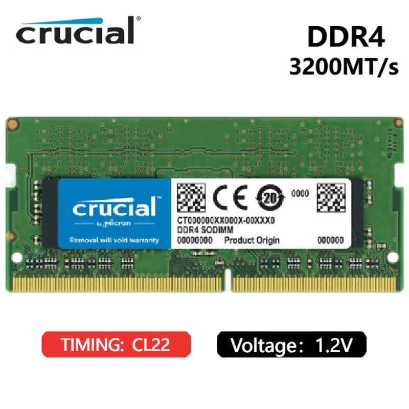 Barrette RAM pour PC portable Crucial RAM 32Go DDR4 3200MHz CL22