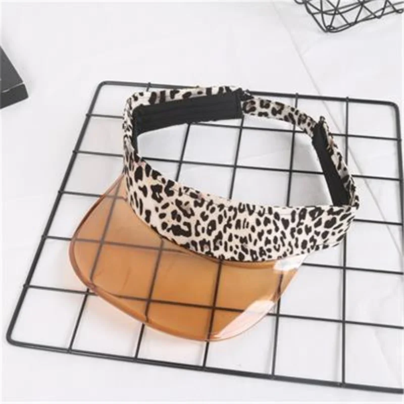 Summer Women Men Sun Hats Leopard Transparent Empty Top Baseball Caps Plastic PVC Sunscreen Visor Cap Bicycle Women's Hat baseball caps sun hat sun protection hat empty top hat