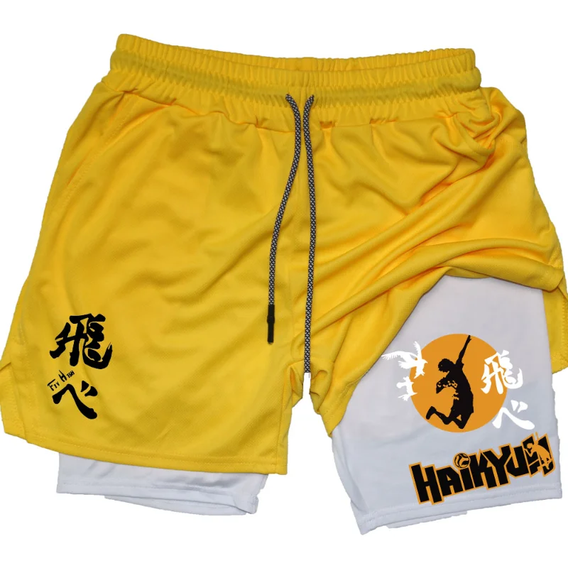 Anime Haikyuu Shorts Quick-drying Fitness Performance Shorts For Men Sport Workout Training Bodybuilding Volleyball GYM Shorts 4