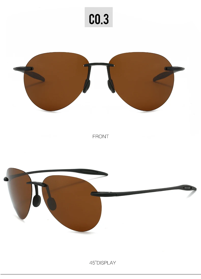 Neue ultraleichte rahmenlose bunte polarisierte Sonnenbrille für Männer und Frauen aus TR90-Material, geeignet für Freizeit und Urlaub UV400 – Detail 9