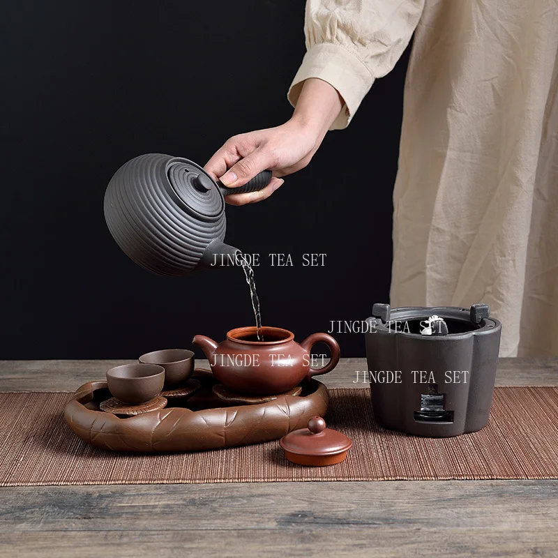 Purple Clay Side Handle Pot Household Ceramic Teapot Kungfu Tea Set Boiling Tea Around The Stove and Making Teapots