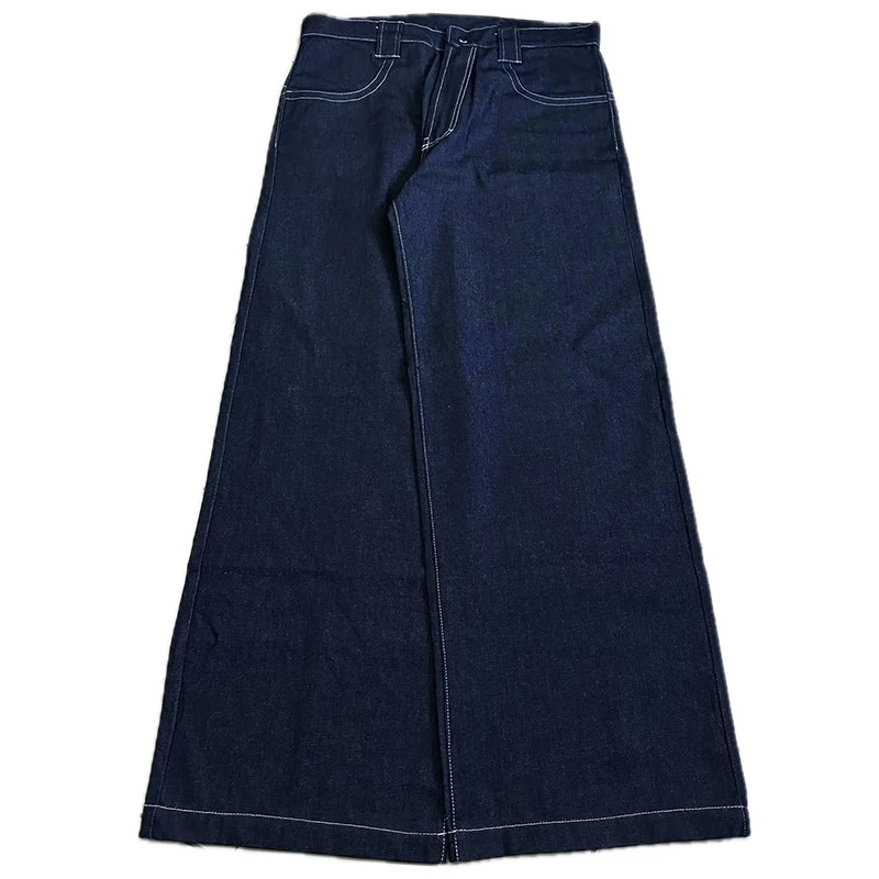 Y2K Vintage Punk Jeans Large Pockets Barbed Wire Skull Printing Loose Wide Leg Jeans Hip Hop Men Women Fashion Casual Streetwear