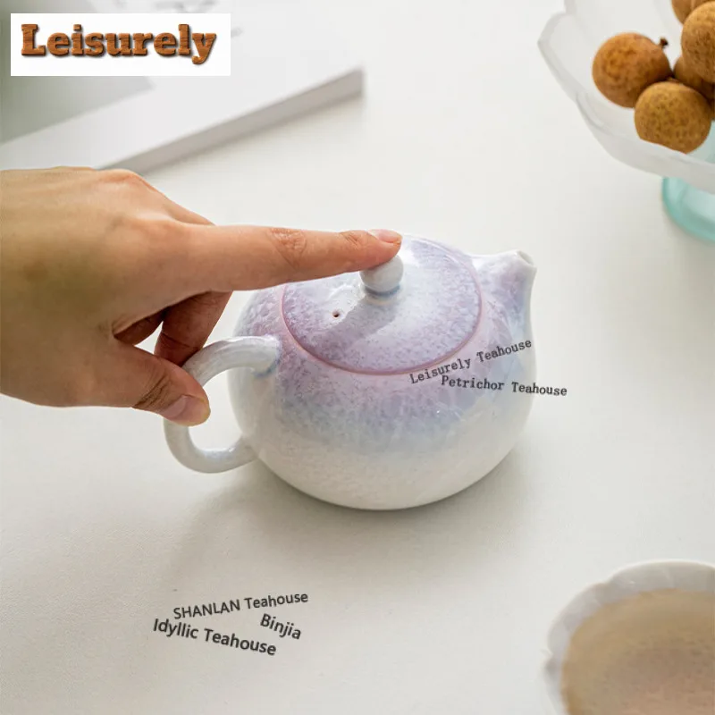 200ml Kiln Fambe Crystal Glaze Xishi Teapot Handmade Tea Infuser Pot Tea Making Kettle With Ball Hole Teaware Decoration Craft