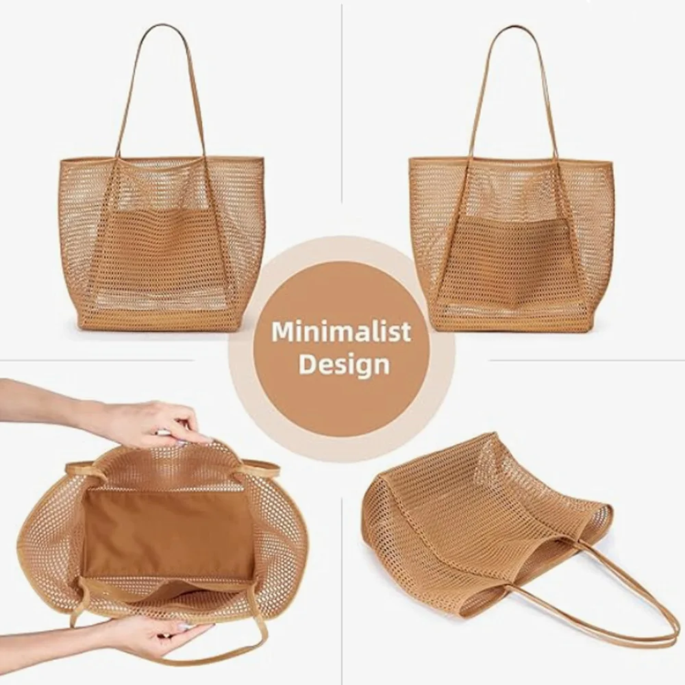 Nylon Mesh Foldable Beach Tote Bag for Women