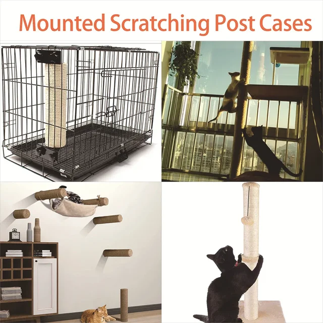 Cat Scratching Post Replacement Sisal Tree Refill Pole with M8 Screw Sisal Scratch Post Replacement Parts and Extension Post 4